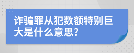 诈骗罪从犯数额特别巨大是什么意思?