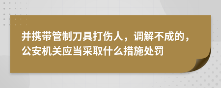 并携带管制刀具打伤人，调解不成的，公安机关应当采取什么措施处罚