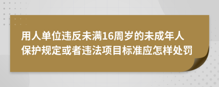 用人单位违反未满16周岁的未成年人保护规定或者违法项目标准应怎样处罚