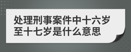 处理刑事案件中十六岁至十七岁是什么意思