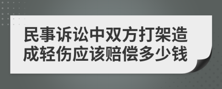 民事诉讼中双方打架造成轻伤应该赔偿多少钱