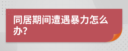 同居期间遭遇暴力怎么办？