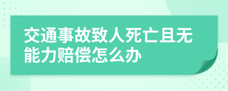 交通事故致人死亡且无能力赔偿怎么办