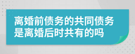 离婚前债务的共同债务是离婚后时共有的吗