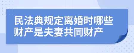 民法典规定离婚时哪些财产是夫妻共同财产