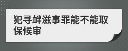 犯寻衅滋事罪能不能取保候审