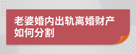 老婆婚内出轨离婚财产如何分割