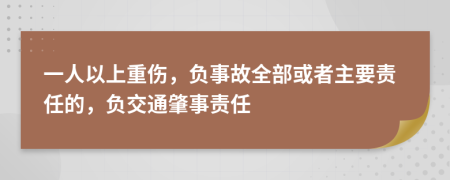 一人以上重伤，负事故全部或者主要责任的，负交通肇事责任