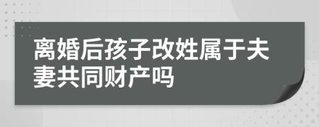 离婚后孩子改姓属于夫妻共同财产吗