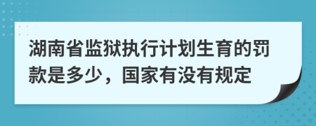 湖南省监狱执行计划生育的罚款是多少，国家有没有规定