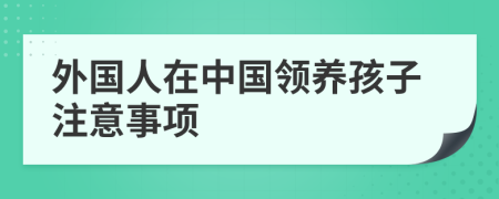 外国人在中国领养孩子注意事项