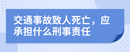 交通事故致人死亡，应承担什么刑事责任