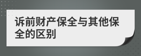 诉前财产保全与其他保全的区别