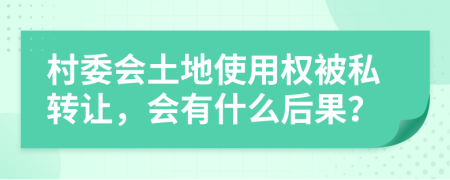 村委会土地使用权被私转让，会有什么后果？