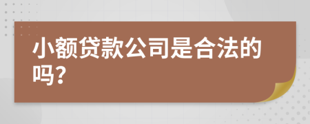 小额贷款公司是合法的吗？