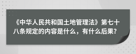 《中华人民共和国土地管理法》第七十八条规定的内容是什么，有什么后果？