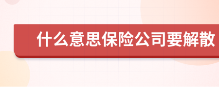 什么意思保险公司要解散