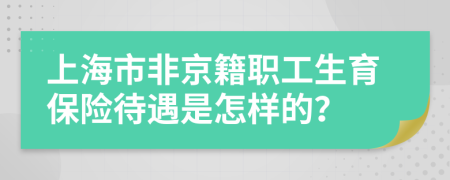 上海市非京籍职工生育保险待遇是怎样的？