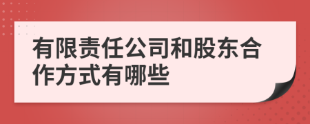 有限责任公司和股东合作方式有哪些