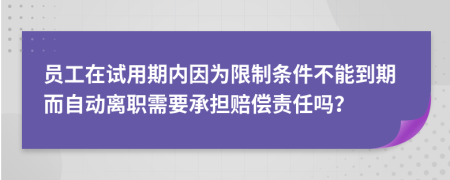 员工在试用期内因为限制条件不能到期而自动离职需要承担赔偿责任吗？