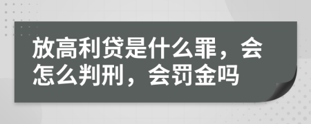 放高利贷是什么罪，会怎么判刑，会罚金吗