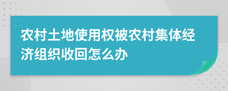 农村土地使用权被农村集体经济组织收回怎么办