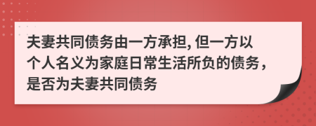 夫妻共同债务由一方承担, 但一方以个人名义为家庭日常生活所负的债务，是否为夫妻共同债务