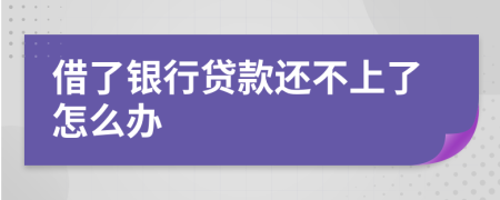 借了银行贷款还不上了怎么办