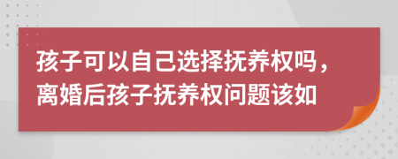 孩子可以自己选择抚养权吗，离婚后孩子抚养权问题该如