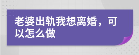 老婆出轨我想离婚，可以怎么做