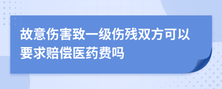 故意伤害致一级伤残双方可以要求赔偿医药费吗