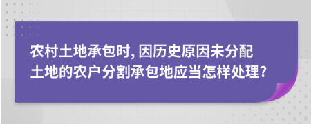 农村土地承包时, 因历史原因未分配土地的农户分割承包地应当怎样处理?