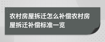 农村房屋拆迁怎么补偿农村房屋拆迁补偿标准一览