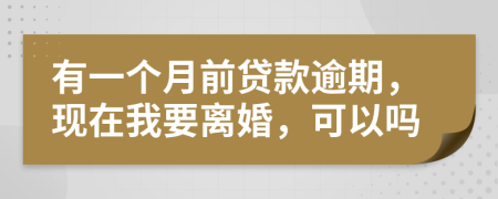 有一个月前贷款逾期，现在我要离婚，可以吗