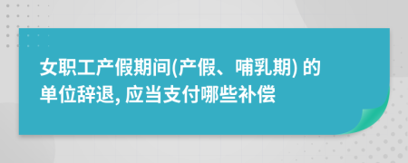  女职工产假期间(产假、哺乳期) 的单位辞退, 应当支付哪些补偿