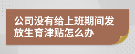 公司没有给上班期间发放生育津贴怎么办