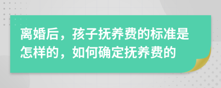 离婚后，孩子抚养费的标准是怎样的，如何确定抚养费的