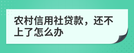 农村信用社贷款，还不上了怎么办