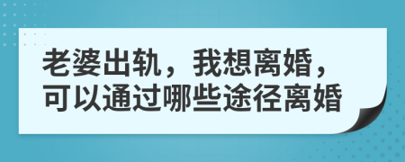 老婆出轨，我想离婚，可以通过哪些途径离婚