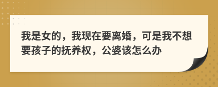 我是女的，我现在要离婚，可是我不想要孩子的抚养权，公婆该怎么办