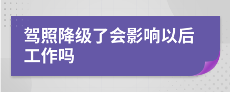 驾照降级了会影响以后工作吗