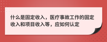 什么是固定收入，医疗事故工作的固定收入和项目收入等，应如何认定