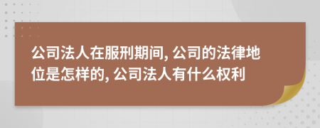 公司法人在服刑期间, 公司的法律地位是怎样的, 公司法人有什么权利