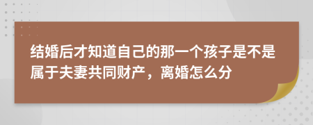 结婚后才知道自己的那一个孩子是不是属于夫妻共同财产，离婚怎么分