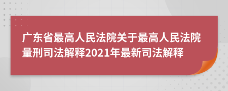 广东省最高人民法院关于最高人民法院量刑司法解释2021年最新司法解释