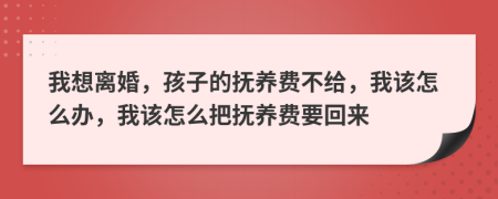 我想离婚，孩子的抚养费不给，我该怎么办，我该怎么把抚养费要回来