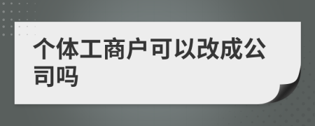 个体工商户可以改成公司吗