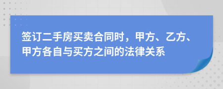 签订二手房买卖合同时，甲方、乙方、甲方各自与买方之间的法律关系