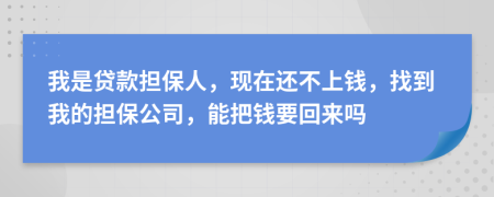 我是贷款担保人，现在还不上钱，找到我的担保公司，能把钱要回来吗