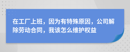 在工厂上班，因为有特殊原因，公司解除劳动合同，我该怎么维护权益